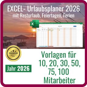 EXCEL Vorlage Urlaubsplaner 2026